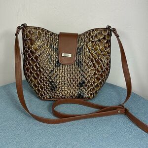 Condor Vintage Brown Snake Skin Print Crossbody Bag